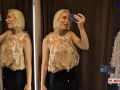 Blonde flashes her tits. Try on haul sexy clothes, translucent try on haul in the fitting room
