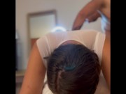 Amelia getting fucked by huge cucumber and cock🥰 front view