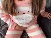 schoolgirl in pajamas masturbate small tits horny pussy and squirting orgasm