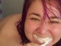 Fat BBW Girlfriend Brushing Teeth