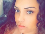 Sexy sloppy sucking on dildo on the stairs