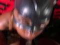 Black Catwoman swallows big dick for trick or treat