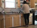 stepmother has rough kitchen sex with horny stepson