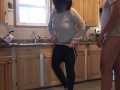 stepmother has rough kitchen sex with horny stepson