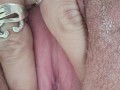 Rubbing stretching pulsing pink pussy in bath close up