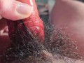 Hairy Girl Playing with Bush & Dildo!