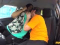 Fake Driving School - Ebony BBW takes off her BIG PANTIES and has sex in a car