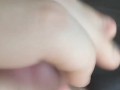 I jerk off in car in public place. Crazy orgasm on the touch and flash my dick