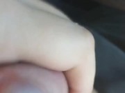I jerk off in car in public place. Crazy orgasm on the touch and flash my dick