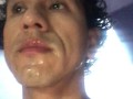 Taking shower after sucking a cock and cumming on my face