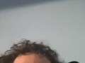 A cute guy with Long Curly Hair Strokes His Big Cock and Cums all over himself 😩
