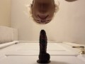Mixed girl throat trains with fat black dildo