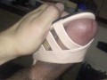 Stroking Cock With So Tight Pink Hermes High Heels Sandal