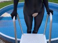 Nylon bodysuit tease in the pool (teaser)