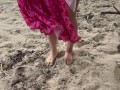Teen Hottie Fetish on the beach- Naked Walking. (Asian Phat Juicy Pussy)