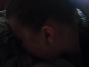 Sneaky blow job don't get caught