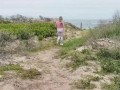 Soaking my dick with boob milk and fucking creampie on hiking trail outside