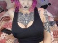 Big Tiddy Goth Girl Fucks Herself With Bad Dragon Dildo and Lipstick Vibrator
