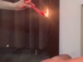 Wax play with my foot slave