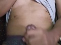 Thick dick cums under the grey shirt
