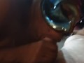 Late night Blowjob and cum swallow in a mask