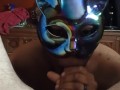 Late night Blowjob and cum swallow in a mask