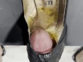 Cumming in Old Peep Toe High Heel Full of Dried Cum