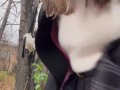 OOPSIE! Cute teen Caught spreading her pussy to pee. So She ready to cum for stranger real public!