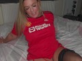 MILF Maisie Lewis fucks both holes with toys in Man Utd top!