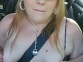 Quick tit flash while riding in car public almost caught