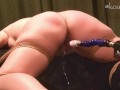 keiki's pussy drips while getting spanked and fucked by the sex machine with a funny ending