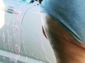 Sexy exhibitionist wife flashing voyeur at car wash