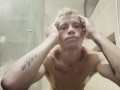 Skinny Young White Blonde with Muscles Solo Shower - Kyle Stroker