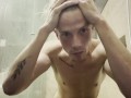 Skinny Young White Blonde with Muscles Solo Shower - Kyle Stroker