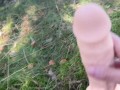 A witch with beautiful natural tits finds dildos in the forest and immediately tests them
