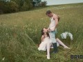 BRIDE4K. Pretty brunette bride fucks a horny shepherd in a summer field