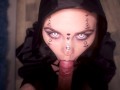 Cute Horny Witch Gives Blowjob And Gets Cum On Her Face