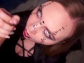 Cute Horny Witch Gives Blowjob And Gets Cum On Her Face