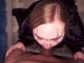 Cute Horny Witch Gives Blowjob And Gets Cum On Her Face