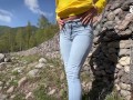A tourist with a big ass decided to give a blowjob in nature to her boyfriend - AnGelya.G