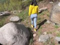 A tourist with a big ass decided to give a blowjob in nature to her boyfriend - AnGelya.G