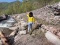A tourist with a big ass decided to give a blowjob in nature to her boyfriend - AnGelya.G