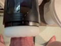 New toy vibrating thrusting and rotating auto stroker male masturbator big cum shot ending