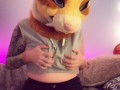 Furry Cat Girl strips for you and shows off her Thick Ass