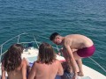 Orgy and partouze with 4 on a boat in a rough sea, you are not prepared