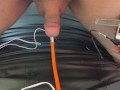 Moaning estim hands free orgasm with sounding and butt plug