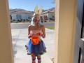 Halloween Trick-or-Treat Bad Bunny Gets Candy Cum and Squirts on His Cock