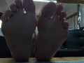 beautiful latina with dirty soles of her feet