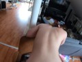POV asian gf gets facefucked and creampied at home deepthroat chair fuck