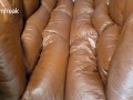 Humping Pillow Back Leather Sofa Until Cum